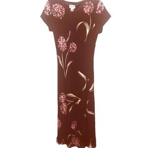 Premier International women’s black and pink floral design maxi dress Size 6